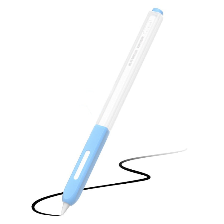 For Apple Pencil 2 Non-Slip Anti-Fall Translucent Segmented Pen Case(Sky Blue)