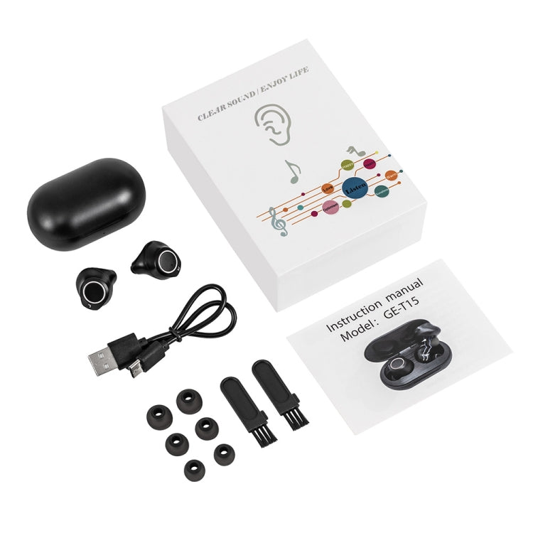 GE-T15 Mini USB Charging TWS Hearing Aid Sound Amplifier(Black) - Hearing Aids by PMC TechLife | Online Shopping South Africa | PMC TechLife | Buy Now Pay Later Mobicred