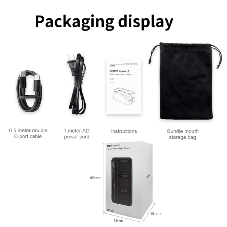 For DJI Mavic 3 Series LKTOP 200W 3-Channel Battery Charger US Plug - free shipping - PMC TechLife - Order now!