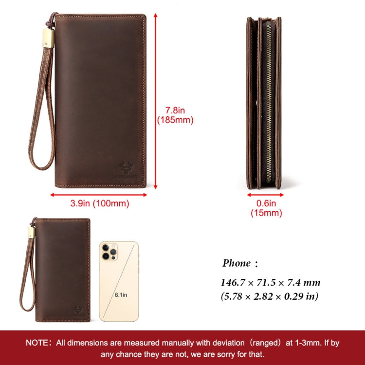 HUMERPAUL RFID Large Capacity Leather Wallet Long Men Pump Mobile Phone(Brown) - free shipping - PMC Jewellery - Order now!