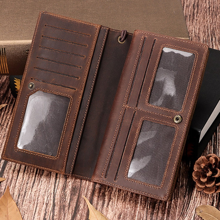 HUMERPAUL RFID Large Capacity Leather Wallet Long Men Pump Mobile Phone(Brown) - free shipping - PMC Jewellery - Order now!