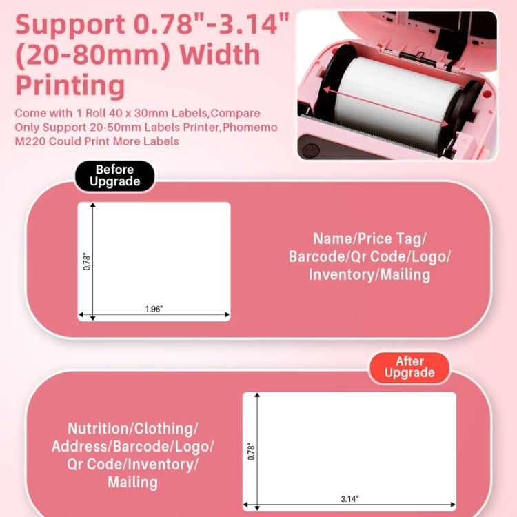 Phomemo M220 Jewelry Clothing Tags Bluetooth Thermist Strip Tag Printer(White)