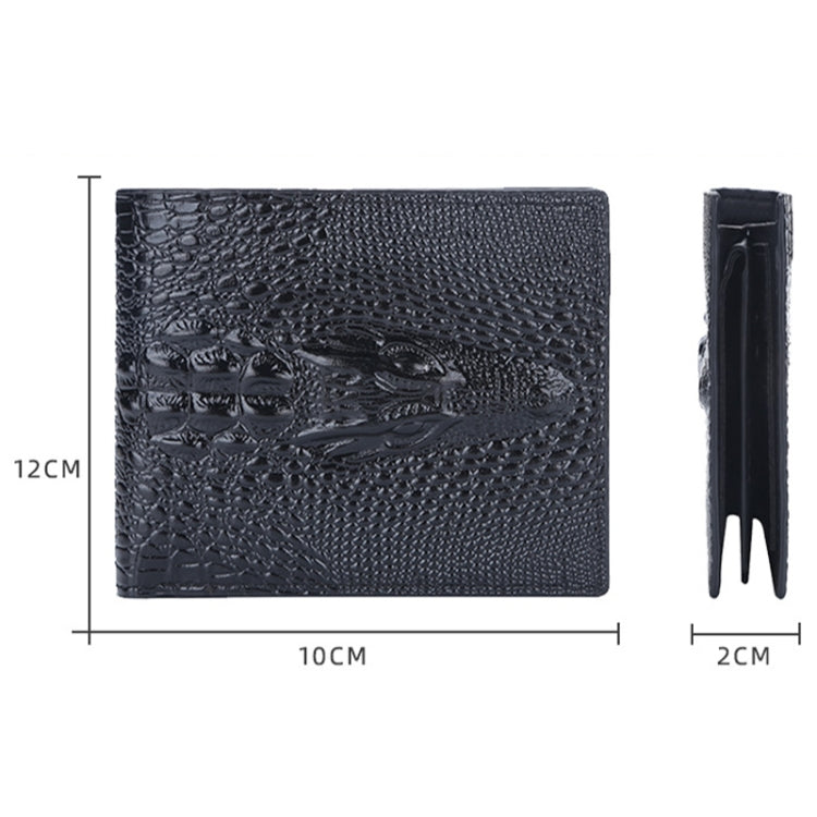 Baellerry Crocodile Print Men Short Wallet Vintage Multi-card Slot Coin Purse(Brown Head) - Wallets by Baellerry | Online Shopping South Africa | PMC Jewellery | Buy Now Pay Later Mobicred