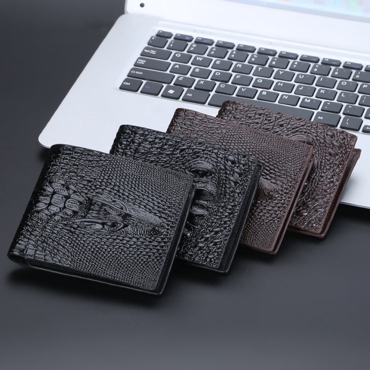 Baellerry Crocodile Print Men Short Wallet Vintage Multi-card Slot Coin Purse(Brown Head) - Wallets by Baellerry | Online Shopping South Africa | PMC Jewellery | Buy Now Pay Later Mobicred