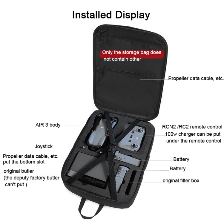 For DJI AIR 3 Storage Bag Backpack Compatible with RC-N2 or RC 2 Remote Control(Black) - Backpacks & Bags by PMC Jewellery | Online Shopping South Africa | PMC Jewellery