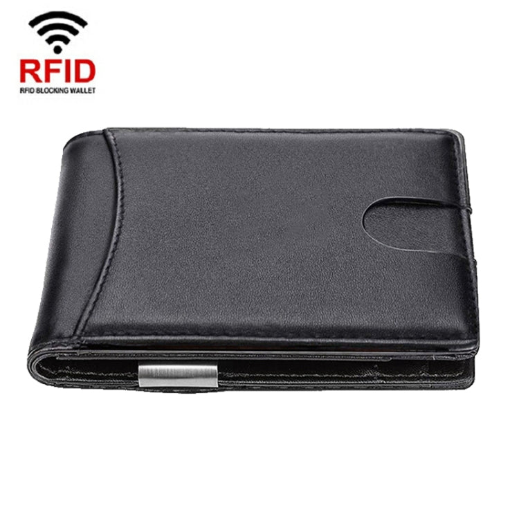RFID Anti-Theft Brush Men Vintage Leather Wallet Card Case(Flat Pattern+Black Inside)