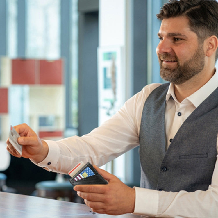 RFID Anti-Theft Brush Men Vintage Leather Wallet Card Case(Flat Pattern+Black Inside) - Antimagnetic RFID Package by PMC TechLife | Online Shopping South Africa | PMC TechLife | Buy Now Pay Later Mobicred