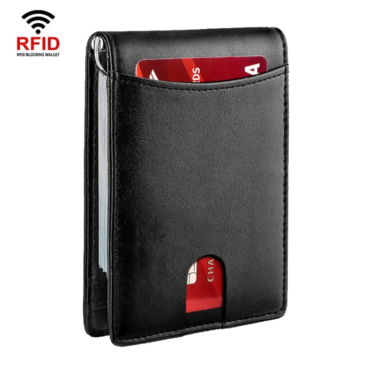 RFID Anti-Theft Brush Leather Multi Card Pocket Coin Wallet Credit Card Case(Flat Pattern+Black Inside)