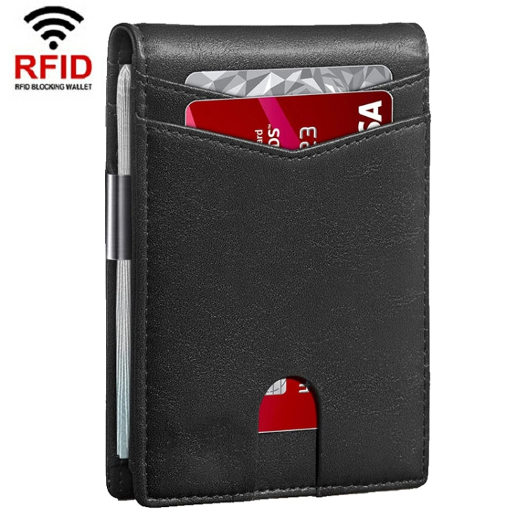 RFID Anti-Magnetic And Anti-Theft Leather Multi-Card Credit Card Wallet Coin Purse(Black)