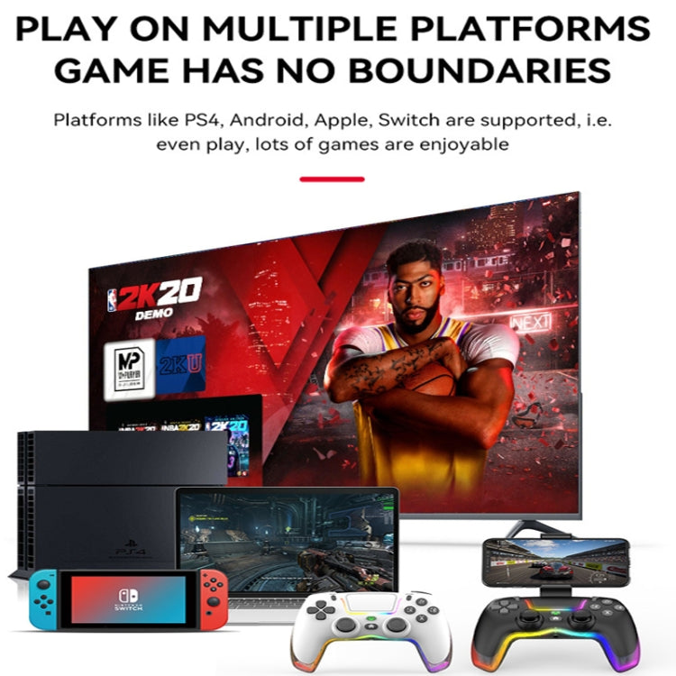 For PS4 Dazzle Color Light Wireless Bluetooth Grip(Black) - Gamepads by PMC TechLife | Online Shopping South Africa | PMC TechLife