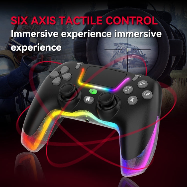 For PS4 Dazzle Color Light Wireless Bluetooth Grip(Black)