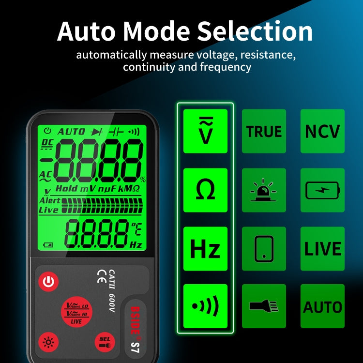 BSIDE ADMS7 Smart Thin Digital Multimeter Counts DC AC Voltmeter, Model: Charging Model With Tool Package