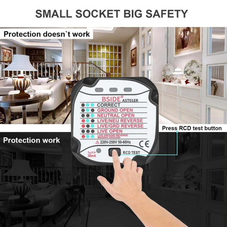 BSIDE AST01 Plug Power Tester Electrical Socket Detector US Plug