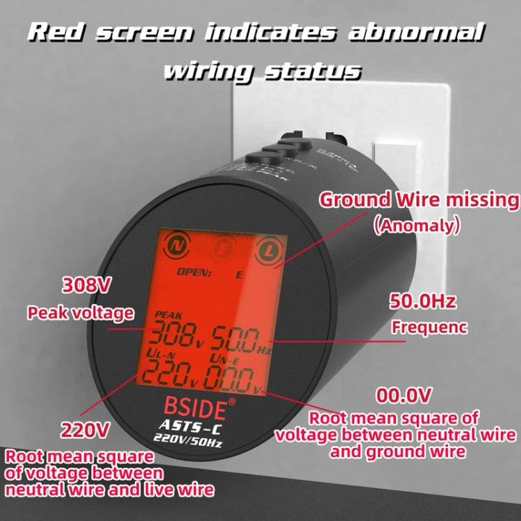BSIDE ASTS Circuit Analyzer Plug Power Tester US Plug