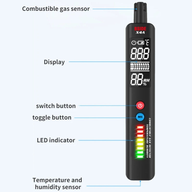 BSIDE X4A Portable Combustible Gas Detector Gas Leakage Alarm
