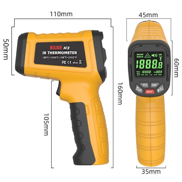 BSIDE H3 High Temperature Infrared Thermometer Handheld Non-Contact Thermometer - free shipping - PMC Jewellery - Order now!