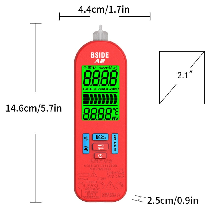 BSIDE A2 Charging Model Mini Digital Auto-Ranging Pencil Multimeter, Specification: Standard