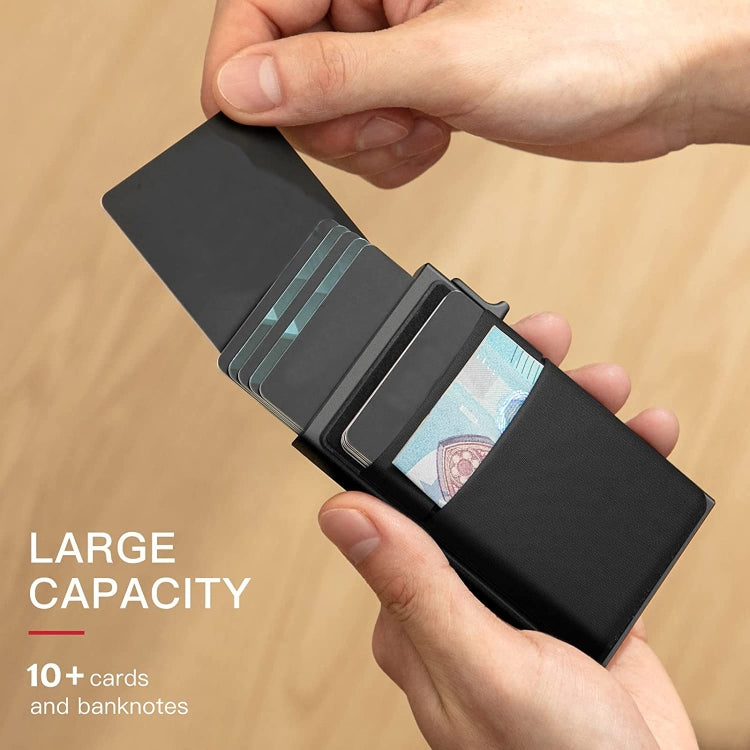 Slim Metal Wallet Pop Up Credit Card Holder RFID Blocking Men Business Card Clip(Black)