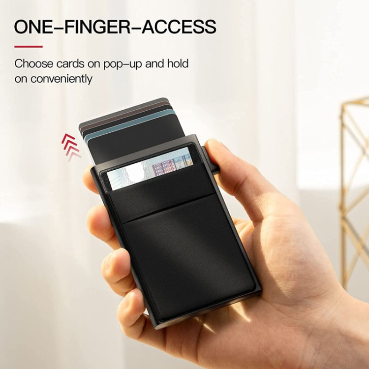 Slim Metal Wallet Pop Up Credit Card Holder RFID Blocking Men Business Card Clip(Black) - free shipping - PMC Jewellery - Order now!