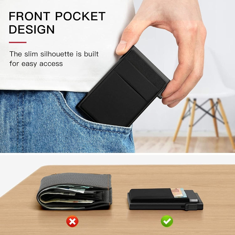 Slim Metal Wallet Pop Up Credit Card Holder RFID Blocking Men Business Card Clip(Black) - free shipping - PMC Jewellery - Order now!