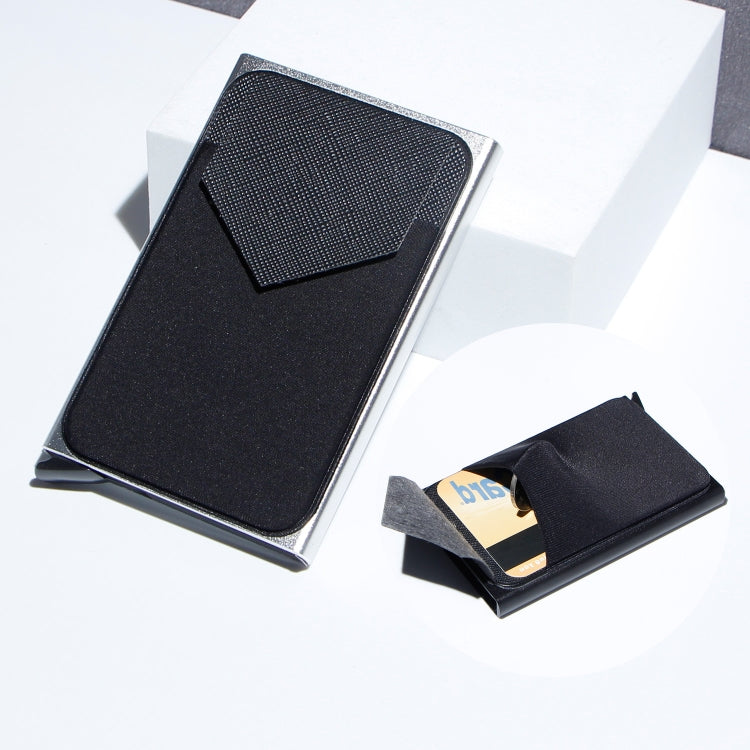 Pop Up Metal Card Holder with Lycra Cloth RFID Aluminum Alloy Credit Card Box(Silver)