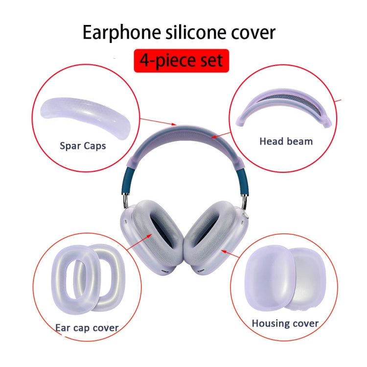 For AirPods Max Headphones 4-in-1 Silicone Replacement Cover Kit(Transparent Black)