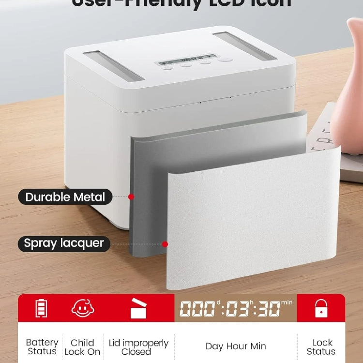 Vaydeer Metal Timed Self-Control Phone Lock Box With Child Lock And LED Display, Spec: Small White - free shipping - PMC Jewellery - Order now!
