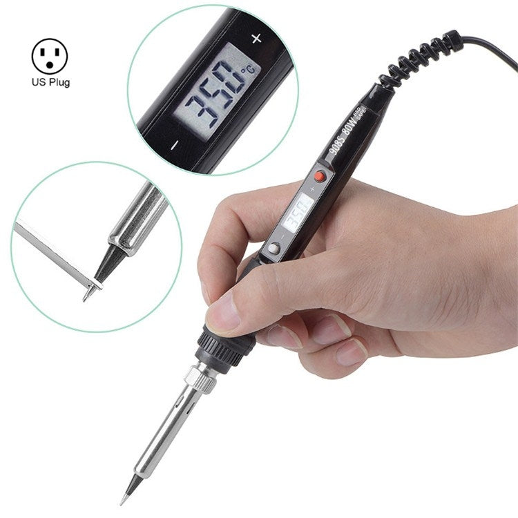 908S 80W LCD Thermostat Soldering Iron Constant Temperature Soldering Iron, Plug Type:US Plug(Black) - free shipping - PMC Jewellery - Order now!