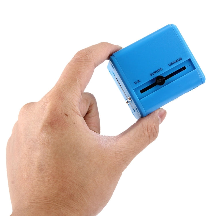 World-Wide Universal Travel Concealable Plugs Adapter with & Built-in Dual USB Ports Charger for US, UK, AU, EU(Blue)
