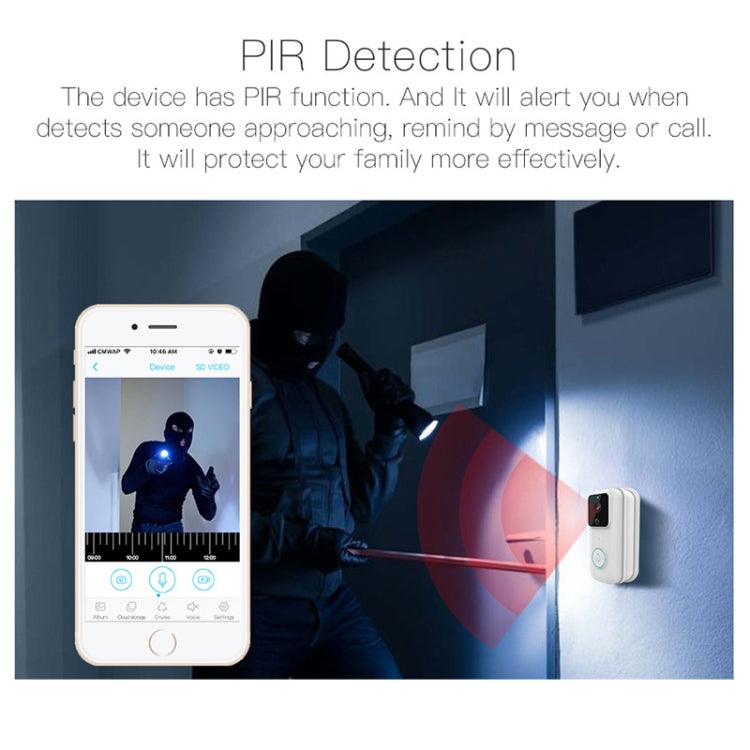 Anytek B60 720P Smart WiFi Video Visual Doorbell, Support APP Remote & PIR Detection & TF Card(White) - free shipping - PMC Jewellery - Order now!