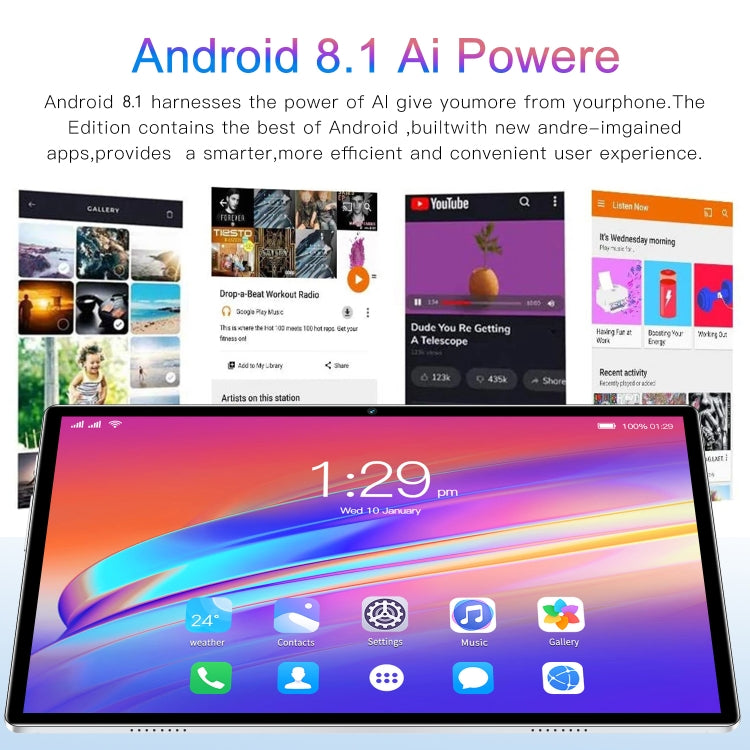 X12 4G LTE Tablet PC, 10.1 inch, 4GB+32GB, Android 8.1 MTK6750 Octa Core, Support Dual SIM, WiFi, Bluetooth, GPS(White) - 10.1 inch by PMC TechLife | Online Shopping South Africa | PMC TechLife