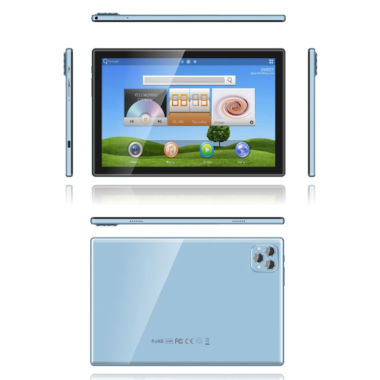 BDF P50 4G LTE Tablet PC, 10.1 inch, 8GB+128GB, Android 12.0 MTK6762 Octa Core, Support Dual SIM & Bluetooth & WiFi, EU Plug(Blue)