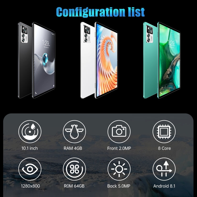 12S Pro 4G LTE Tablet PC, 10.1 inch, 4GB+64GB, Android 8.1 MTK6755 Octa-core 2.0GHz, Support Dual SIM / WiFi / Bluetooth / GPS (Black) - 10.1 inch by PMC Jewellery | Online Shopping South Africa | PMC Jewellery