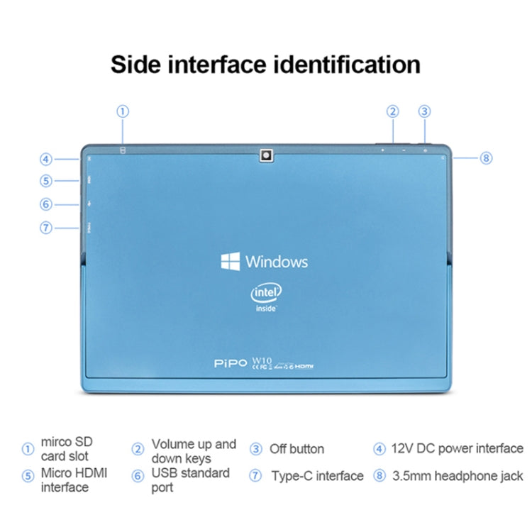 PiPO W10 2 in 1 Tablet PC, 10.1 inch, 6GB+64GB, Windows 10 System, Intel Gemini Lake N4120 Quad Core up to 2.6GHz, without Keyboard & Stylus Pen, Support Dual Band WiFi & Bluetooth & TF Card & HDMI, US Plug - free shipping - PMC Jewellery - Order now!