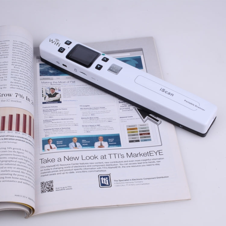 iScan02 WiFi Double Roller Mobile Document Portable Handheld Scanner with LED Display, Support 1050DPI / 600DPI / 300DPI / PDF / JPG / TF(White)