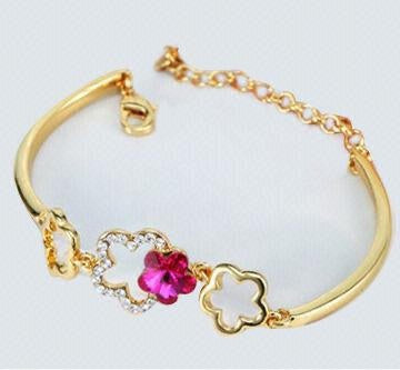 Gold Plated Flower Bracelet - free shipping - PMC Jewellery - Order now!