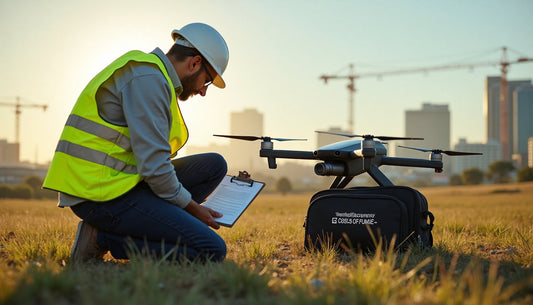 Professional drone operator preparing drone with compliance paperwork in South Africa