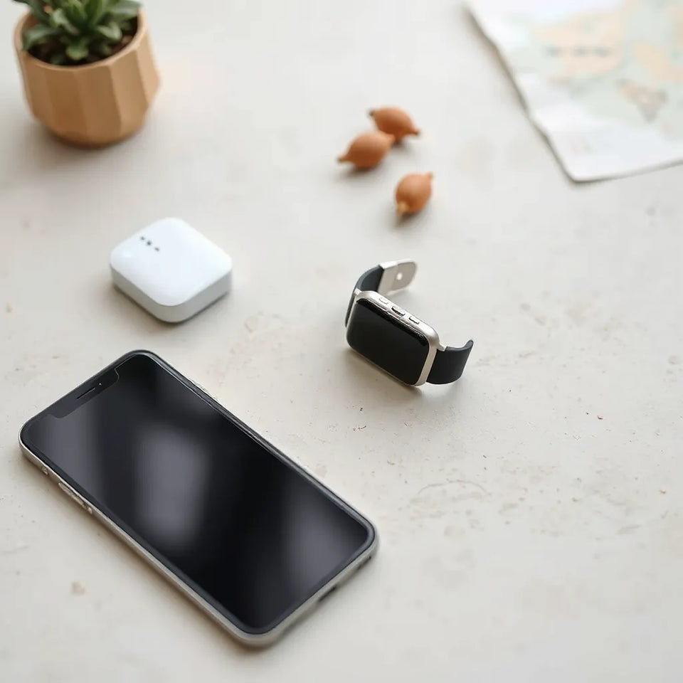 Smart wearable band beside a smartphone, highlighting everyday health tracking use