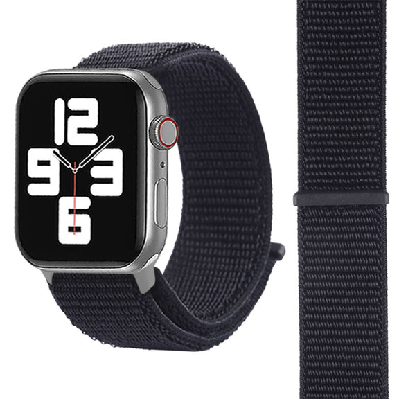 For Apple Watch 46mm / 49mm / 45mm / 44mm Simple Fashion Nylon Watch Band with Magic Stick(Black)