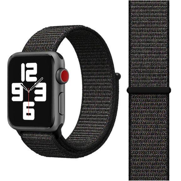 For Apple Watch 46mm / 49mm / 45mm / 44mm Simple Fashion Nylon Watch Band with Magic Stick(Nightfall Black)