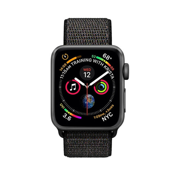 For Apple Watch 46mm / 49mm / 45mm / 44mm Simple Fashion Nylon Watch Band with Magic Stick(Nightfall Black)