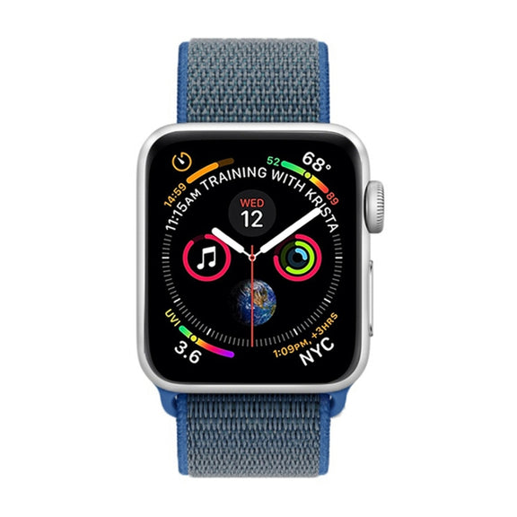 For Apple Watch 46mm / 49mm / 45mm / 44mm Simple Fashion Nylon Watch Band with Magic Stick(Dark Blue)
