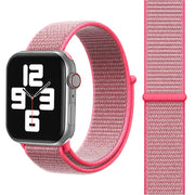 For Apple Watch 46mm / 49mm / 45mm / 44mm Simple Fashion Nylon Watch Band with Magic Stick(Pink)