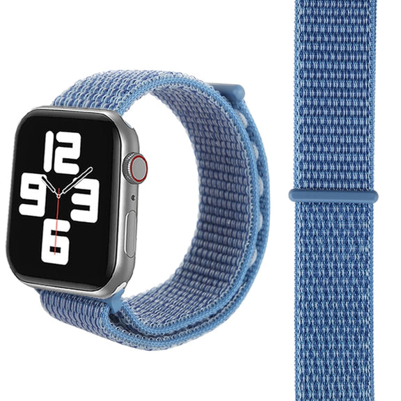 For Apple Watch 46mm / 49mm / 45mm / 44mm Simple Fashion Nylon Watch Band with Magic Stick(Peacock Blue)