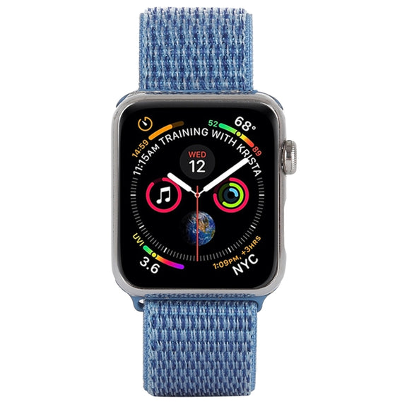 For Apple Watch 46mm / 49mm / 45mm / 44mm Simple Fashion Nylon Watch Band with Magic Stick(Peacock Blue)