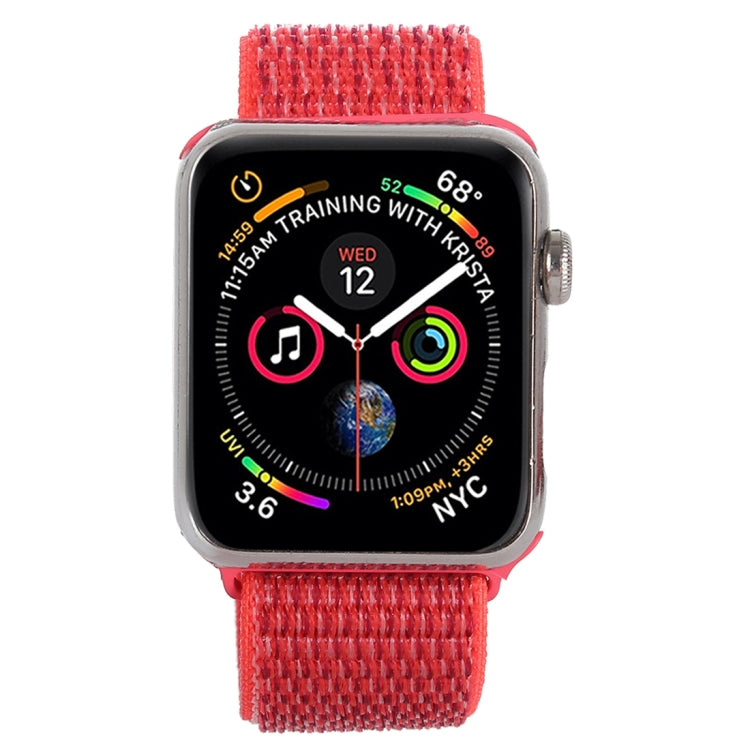 For Apple Watch 46mm / 49mm / 45mm / 44mm Simple Fashion Nylon Watch Band with Magic Stick(Rose Red)