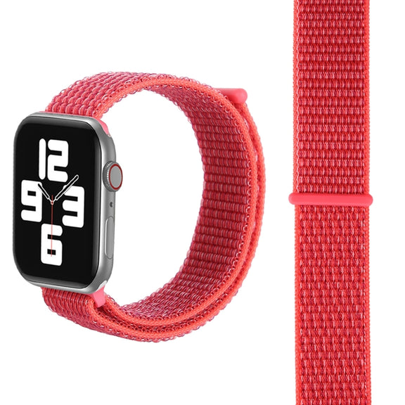 For Apple Watch 46mm / 49mm / 45mm / 44mm Simple Fashion Nylon Watch Band with Magic Stick(Rose Red)