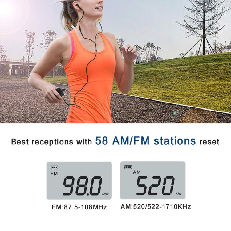 HRD-103 FM + AM Two Band Portable Radio with Lanyard & Headset(Black) - free shipping - PMC Jewellery - Order now!