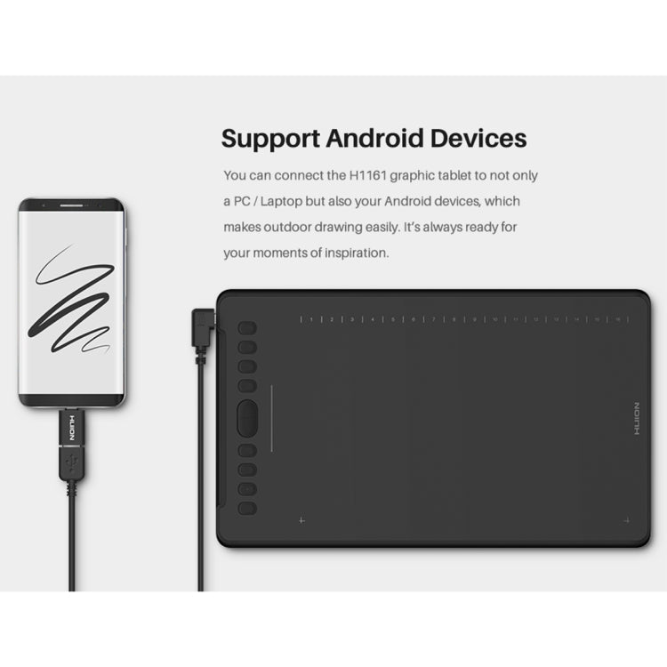 HUION H1161 5080 LPI Touch Strip Art Drawing Tablet for Fun, with Battery-free Pen & Pen Holder - free shipping - PMC Jewellery - Order now!