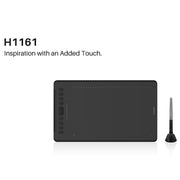 HUION H1161 5080 LPI Touch Strip Art Drawing Tablet for Fun, with Battery-free Pen & Pen Holder